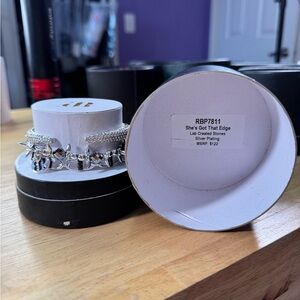 Silver Charm Bracelet with Lab Created Stones